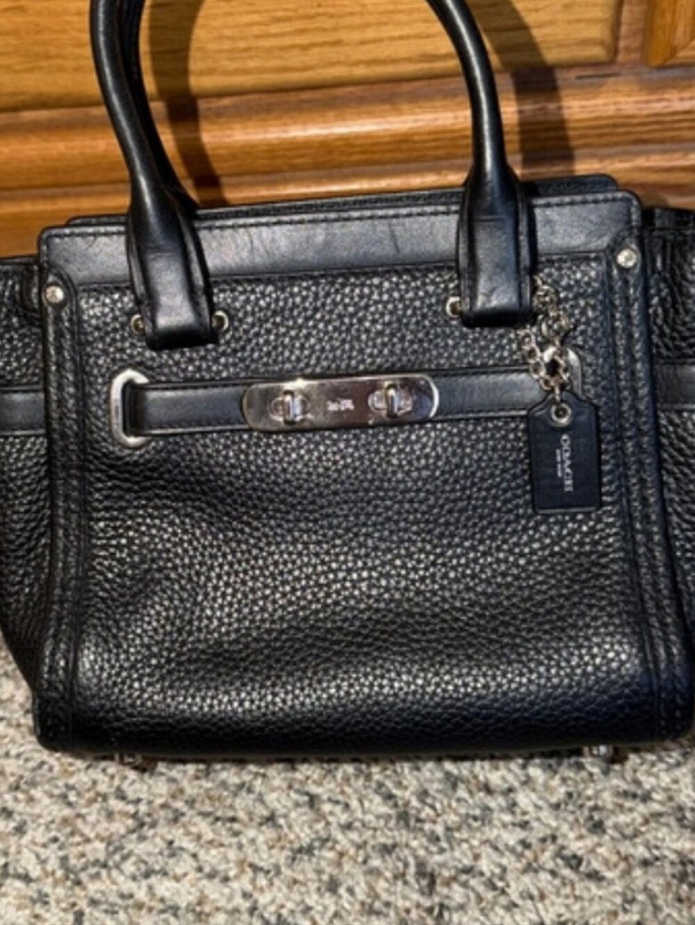 COMING SOON! Coach Black Pebbled Leather Swagger 27 Satchel with Silver Hardware
